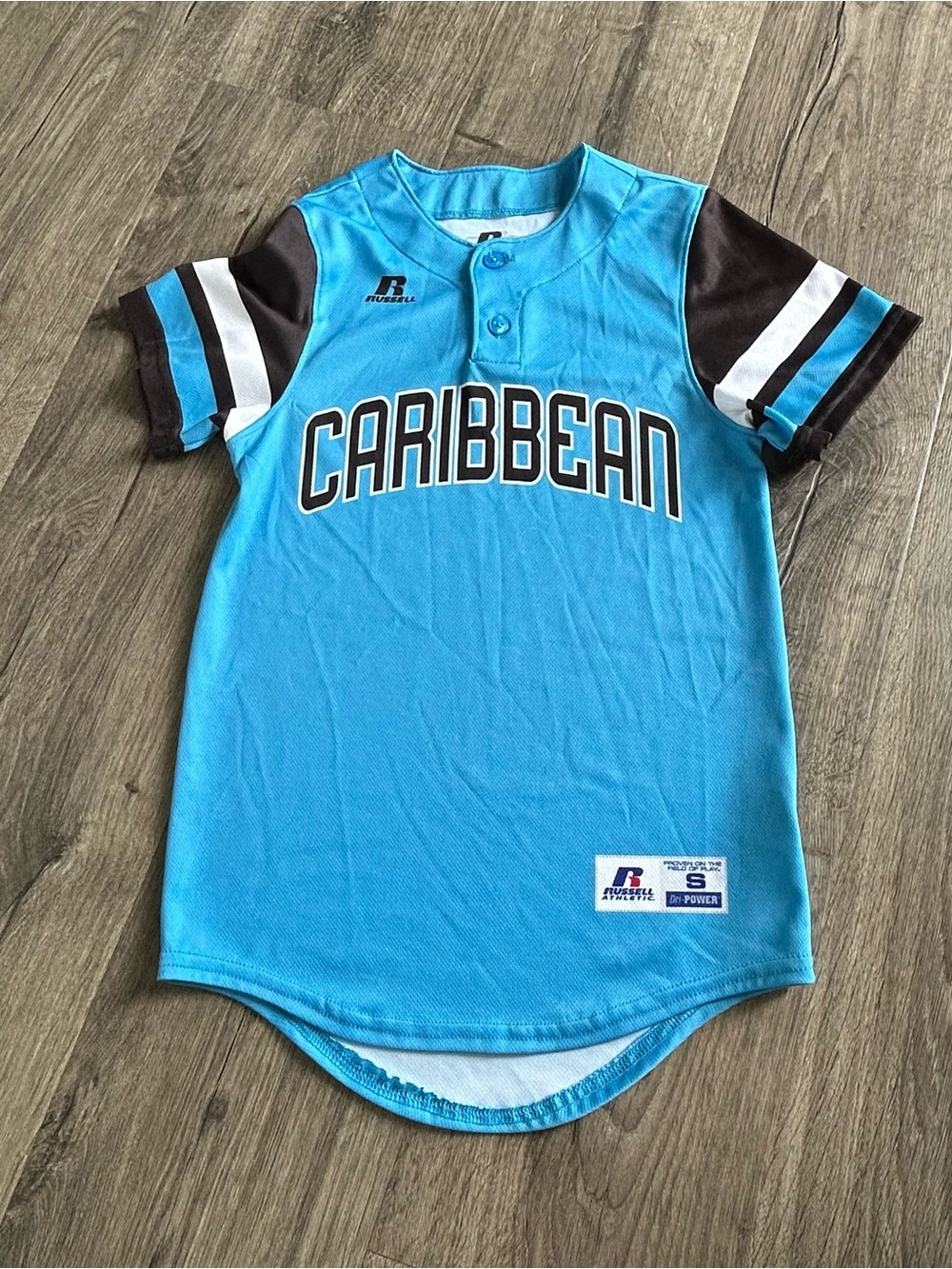 Russell Athletic Little League World Series Caribbean Blue Baseball Jersey Top